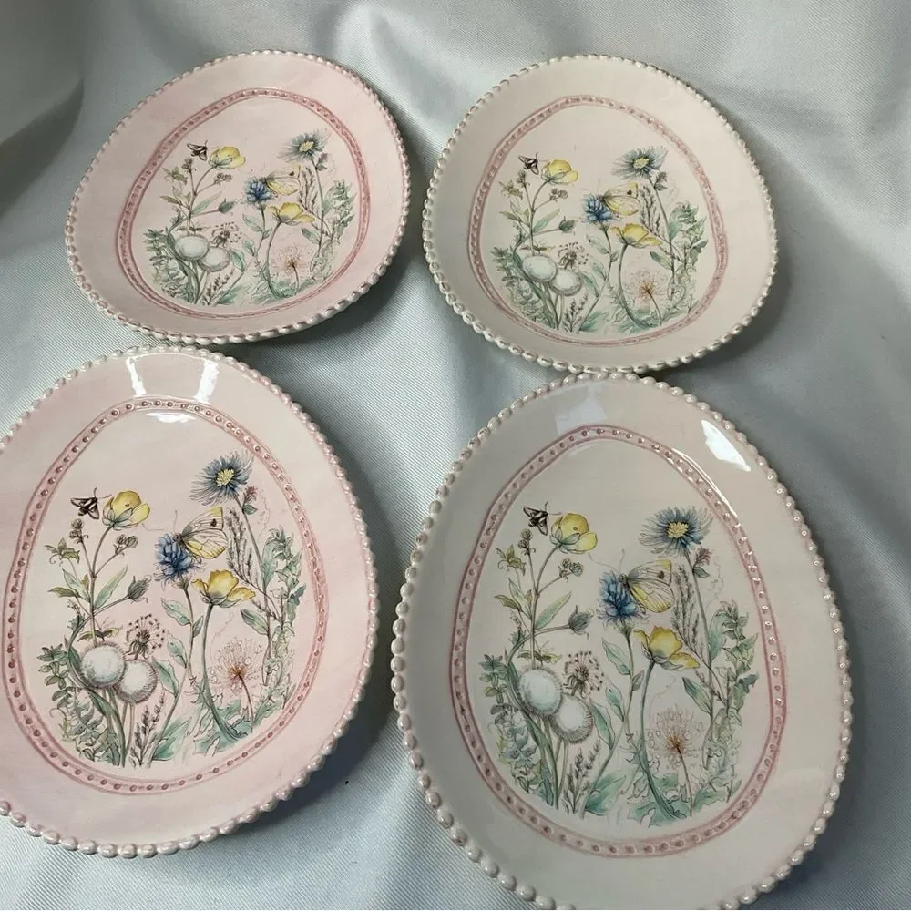 Pottery Barn‎ Easter Egg Plates Set of 4 Rare Cottage Core boxed